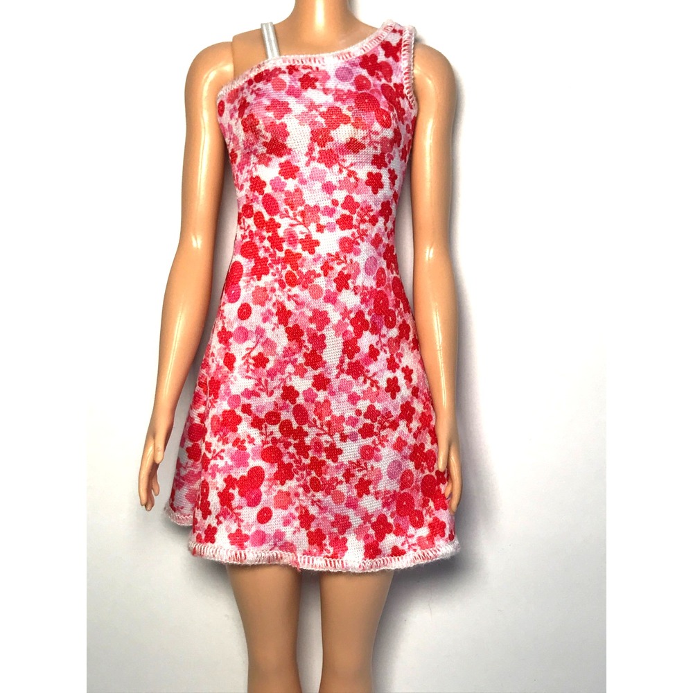 Barbie Doll Clothing Fashionistas #205 White Summer Dress Pink Red Flowers